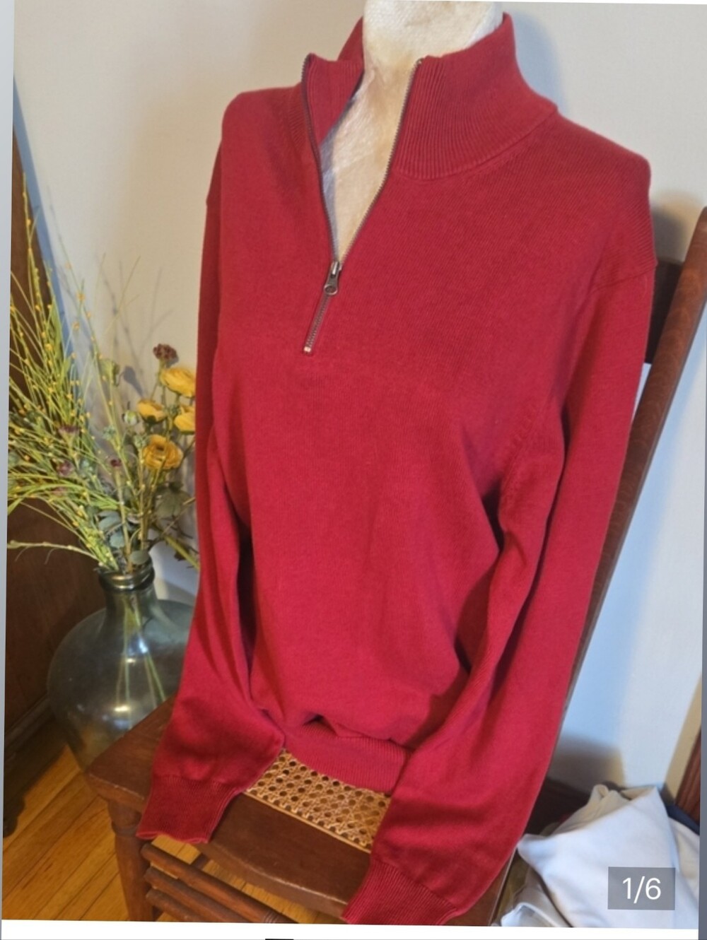 Nwt Amazon Essentials Women's Zip Mock Neck Sweater in Burnt Orange Size Medium